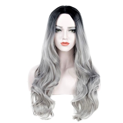 perruque cheveux long gris